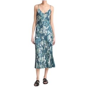 VINCE Shimmer Lake Satin Camisole Dress in Deep Sea, Size Large